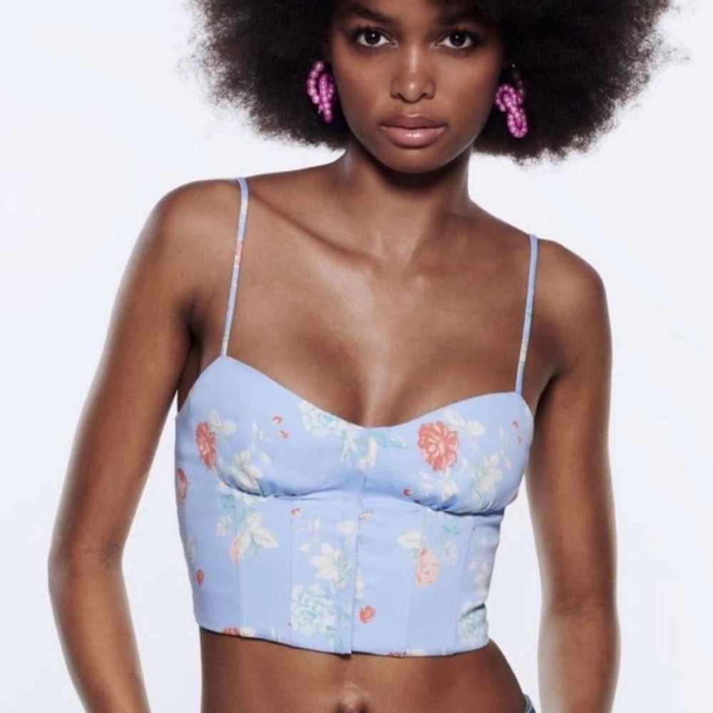 Zara Blue Floral corset Top